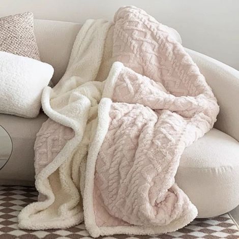 Couverture Hiver en Tissu Doux, Plaid Épais en Polaire Agneau pour Lit, Canapé ou Sieste – Couverture Chaude -Rose 100150cm (1/5)