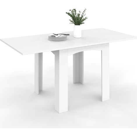 Idmarket – Table à manger extensible rectangle blanche 80-160 cm – Pour 4-8 personnes – Design contemporain et épuré – Panneaux de particules robustes