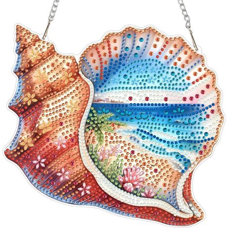 5D Diamond Painting Anhänger Muschel Set für Fensterdeko & Geschenk