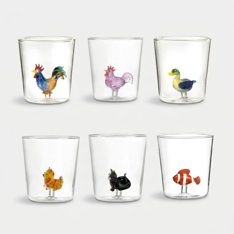 Set 6 bicchieri in vetro decorati Pet Friends Mix 5 (1/3)