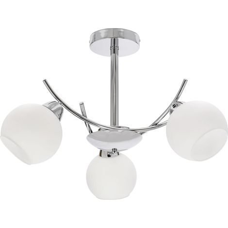 Plafonnier moderne chrome 3 globes verre E27 Amos (1/2)
