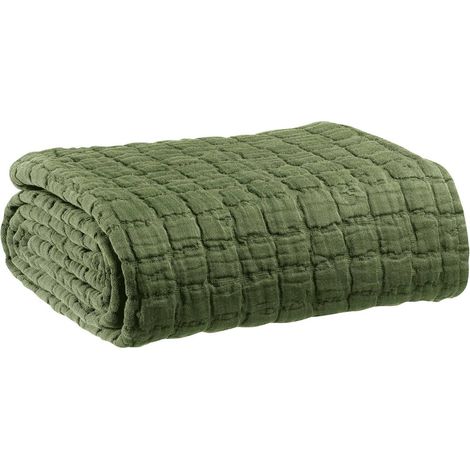 Plaid en coton Swami 130 x 200 cm Olive (1/4)