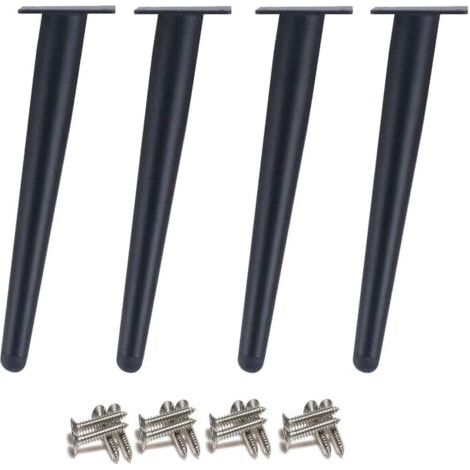 Pieds de table obliques en acier inoxydable noir – Hauteur 40 cm – Base antidérapante – Lot de 4 – Installation facile avec vis en acier inoxydable (1/5)