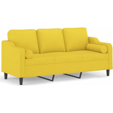 Canapé 3 places，Sofa pour Salon，Banquette avec oreillers jaune clair 180 cm tissu CFW791080 (1/5)