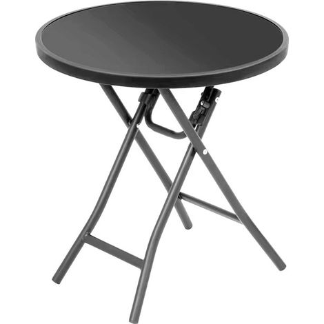 EREDU mesa redonda plegable 85 cm antracita/gris , Mesa redonda super plegable de 85 cm. -Marca: Eredu. -Uso versátil: Esta mesa redonda para exteriores es ideal para 4 personas. -