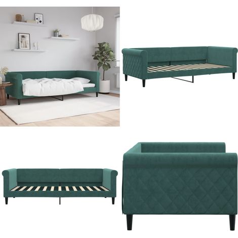 vidaXL Tagesbett Dunkelgrün 90x200 cm Samt (1/5)