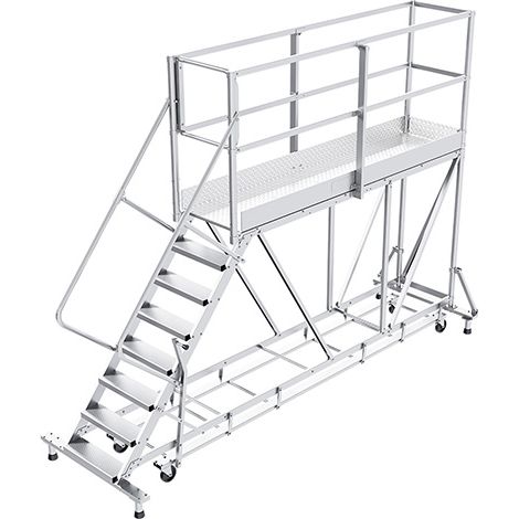 Piattaforma con ruote 7 gradini - Altezza massima di lavoro 3.40m - PTF2507PT-P-KRE