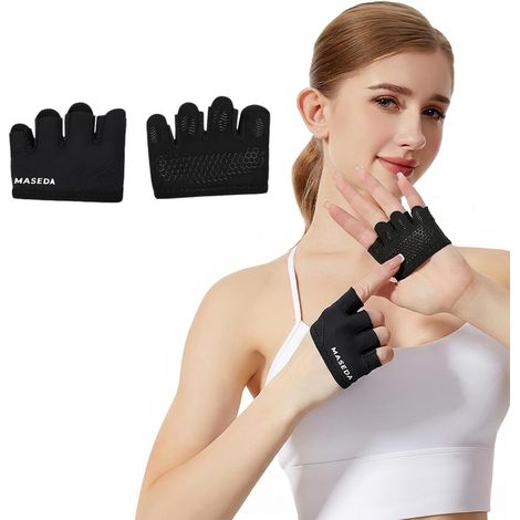 Gants de Musculation Antidérapants 1 Paire - Mitaines de Fitness Respirantes avec Protection de Paume pour Gym Haltérophilie Crossfit et Entraînement Sportif - Noir Taille M (1/5)