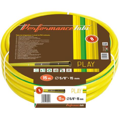 Tubo Acqua Giardino 1/2" Pollice irrigazione Play 3 strati PVC retinato – lung. 15 m (1/2)