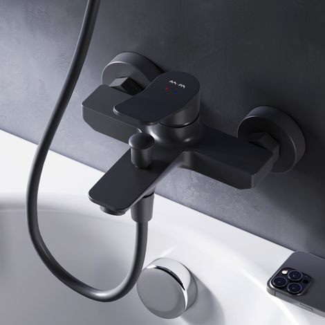 AM.PM Badewannenarmatur Wannenarmatur Schwarz Einhebelmischer Wandmontage Bad Messing Badewannen Armaturen
