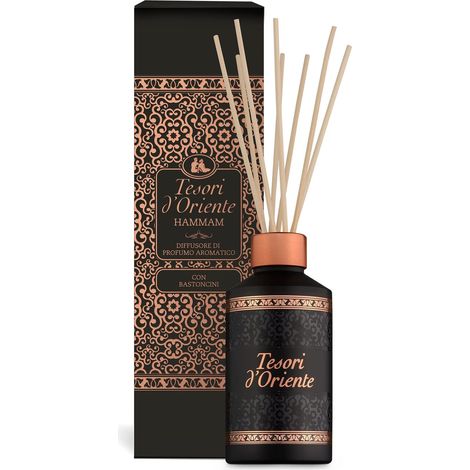 Tesori d'Oriente - Diffusore Hammam, Profumatore per Ambienti con Bastoncini, con Oli Essenziali dalle Note di Gelsomino e Fiori d'Arancio, Deodorante Casa, 200ml (1/3)