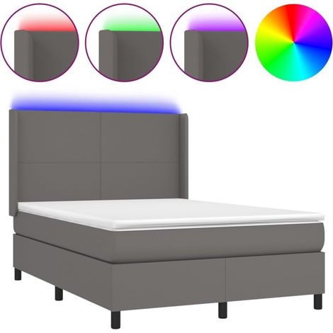 Maison Exclusive - Boxspringbett mit Matratze & LED Grau 140x200
