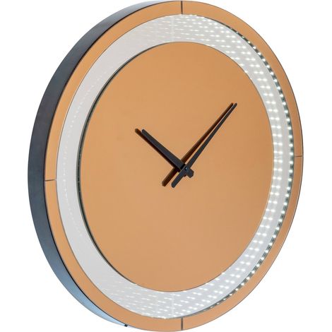 Horloge murale led miroir effet infini - brun chaud (1/4)
