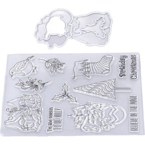 Transparenter Stempel im Weihnachtsstil, sicheres Material, einfache Handhabung, wiederverwendbar, für Fotokarten und Umschläge (1/5)