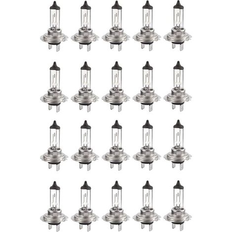 20pcs Ampoule halogène Led 12V H7 55W, Durable Ampoule blanche chaude Feux de route/feux de croisement pour voiture (1/5)