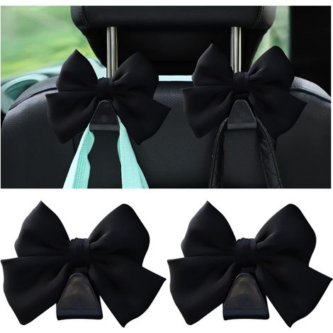 Juego de 2 ganchos para reposacabezas de asientos de coche, ganchos para coche con forma de pajarita, ganchos para cartera de coche, accesorios para el interior, universales para SUV, sedanes y camion (1/3)