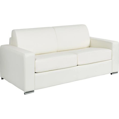 Divano letto 4 posti a ribalta in Cuoio di bufalo Bianco - Posto letto 160 cm - Materasso 14 cm CALITO (1/5)