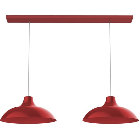 LUMICOM PARIGINA Sospensione Binario, 2X E27, max 42W, metallo, rosso lucido, D.30cm L.70cm (1/3)