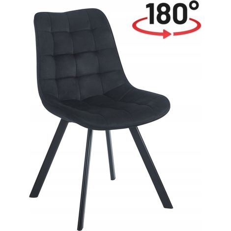 SEDIA GIREVOLE 180° IN VELLUTO NERO CON FUNZIONE DI RITORNO Modern Furnitex (1/5)