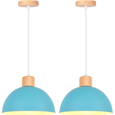 2PCS Vintage Metal Ceiling Light Blue Modern Indoor Pendant Light Simple Pendant Lights E27 For Bedroom Bar Kitchen (1/5)