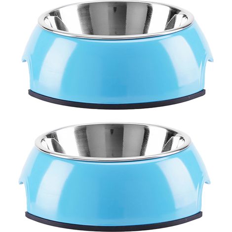 Gamelle en acier inoxydable pour chien, gamelle double couche en mélamine pour chat (capacité de 15 chats). (1/4)