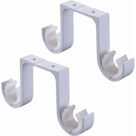 soportes de techo, soportes blancos, soportes dobles para barra de cortina, soportes de aluminio para barra de cortina (1/5)
