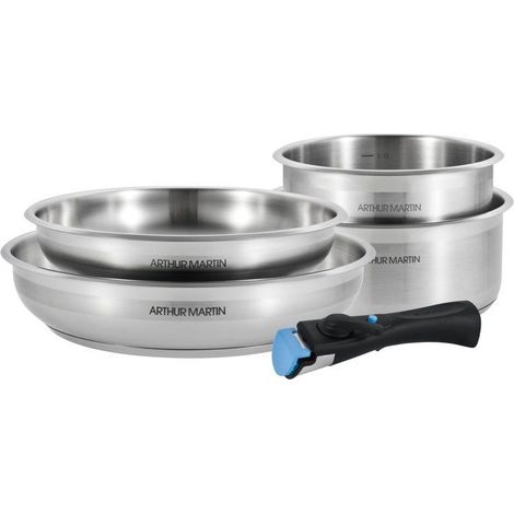 Batteria da cucina - induzione - ARTHUR MARTIN - AM2189 - acciaio inossidabile 18/10 - 5 pezzi - manico removibile (1/5)