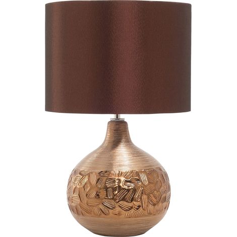 Lámpara de mesa de porcelana cobre 43 cm base glamour decorativa tallada Yakima