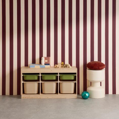 - Meuble de rangement pour enfant décor bois 6 bacs vert olive et beige - Sora (1/5)