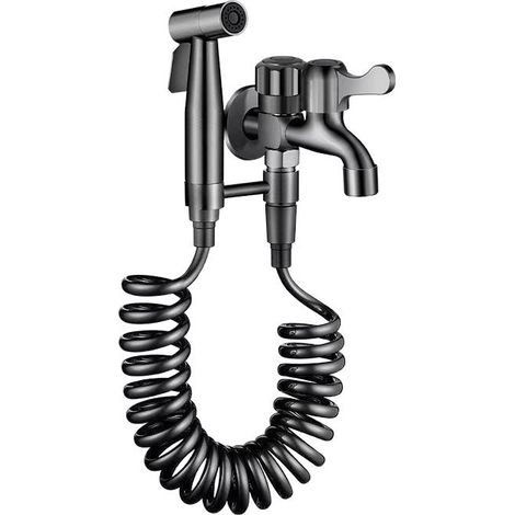 Robinet de toilette, douchette bidet, ensemble d'accessoires pour toilettes et bidet (gris anthracite) (1/5)