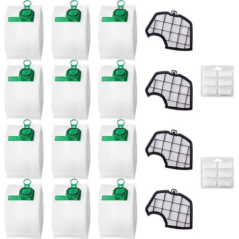 Lot de 12 sacs pour Folletto Vorwerk Kobold VK140 VK150 FP140 FP150 avec 4 filtres, kit d'accessoires pour aspirateur Vorwerk Kobold (1/5)