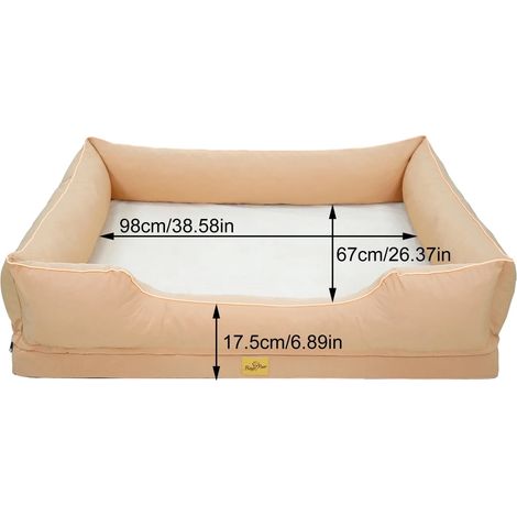 Cama para perros, forro impermeable, funda extraíble, 3XL Beige Amarillo (1/2)