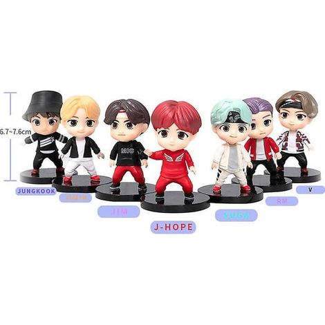 Ensemble de 7 figurines BTS coréennes, collection de membres, décorations de table faites main, poupées de style debout (1/5)