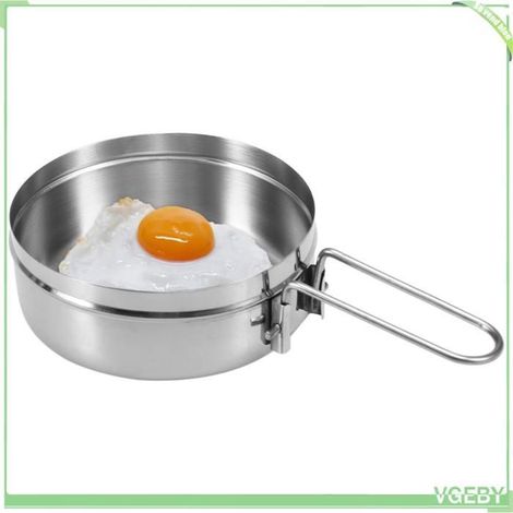 Fafeicy marmite Bouilloire de cuisine en acier inoxydable 1L, Pot de randonnée Portable pour Camping sport vaisselle Manche long (1/5)