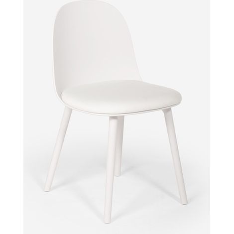 Sedia con cuscino imbottito velluto cucina soggiorno ristorante Florya - Bianco