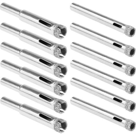12 Forets en Verre pour Carrelage Ø 6 mm et 8 mm Diamant Scie Cloche avec Revêtement Diamant en Acier au Carbone Couronne de Forage Creuse pour Verre Céramique Carrelage Marbre (1/5)
