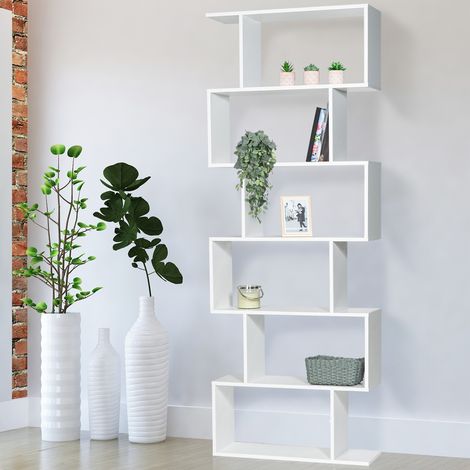 Estantería en forma de S SOFIA de madera blanca 189 cm