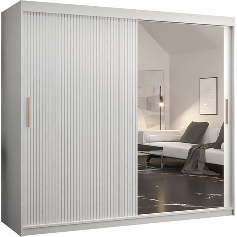 Armario Hartford 403, Blanco, 200x200x62cm, Puertas de armario: Correderas, Número de estantes: 9