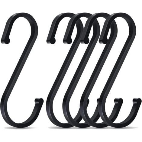 5 Pièces Crochets en S, 86mm Forme de S Crochets en Aluminum, Crochet Multifonctions, pour Cuisine, Salle de Bain(Noir) (1/5)