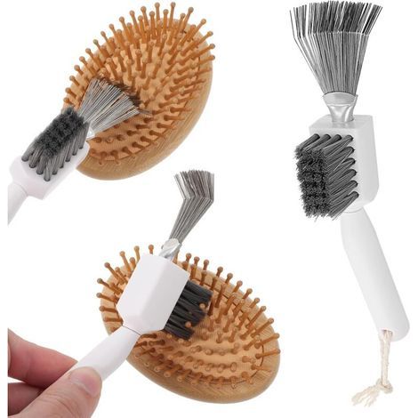 BUNTHAUS Outil de nettoyage de brosse à cheveux, nettoyeur de brosse à cheveux 2 en 1, nettoyeur de peigne en fil métallique à double action pour éliminer les poils des brosses et peignes à cheveux
