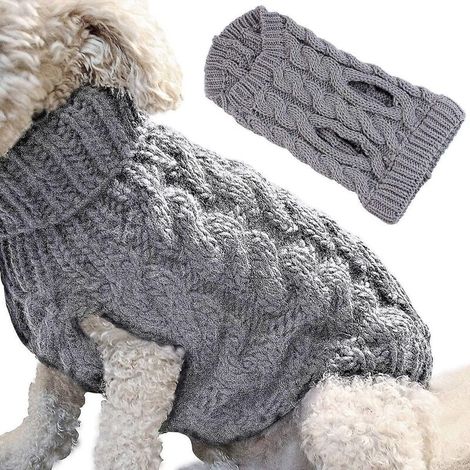 Hundeweste, warmer Mantel, weicher Strickpullover aus Wolle für Haustiere - XL - Grau (1/5)
