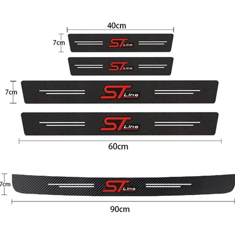 (5 pièces) Bande adhésive de protection en fibre de carbone pour seuil de porte de voiture,film protecteur imperméable pour Ford ST,Fiesta,Focus Edition,KUGA,Mondeo (1/3)