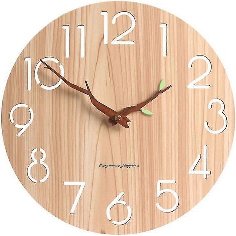 Nordische Holzwanduhr, 3D-Kunst, hohle Wanduhr für Kinderzimmer/Wohnkultur, 30,5 cm (1/5)