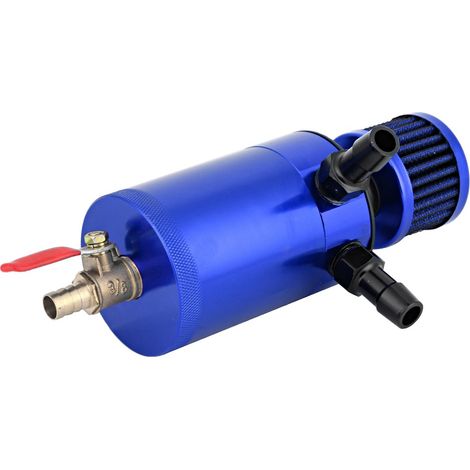 Réservoir de récupération d'huile universel en alliage d'aluminium avec kit d'accessoires à 2 ports (bleu) (1/5)