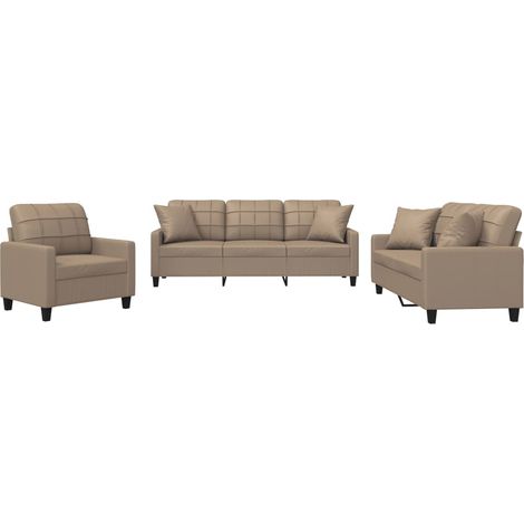 Maison Exclusive - Set di Divani 3 pz con Cuscini Cappuccino in Similpelle