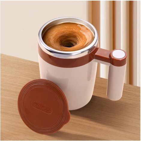 Taza batidora automática recargable – Magnética, para café, leche, té, chocolate (marrón) (1/5)