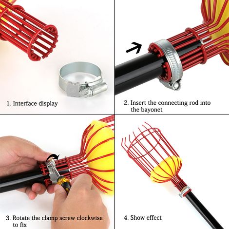 Juego de 2 cestas de acero para recoger fruta de naranjos, con abrazadera ajustable para postes de 3 cm de diámetro. (1/5)