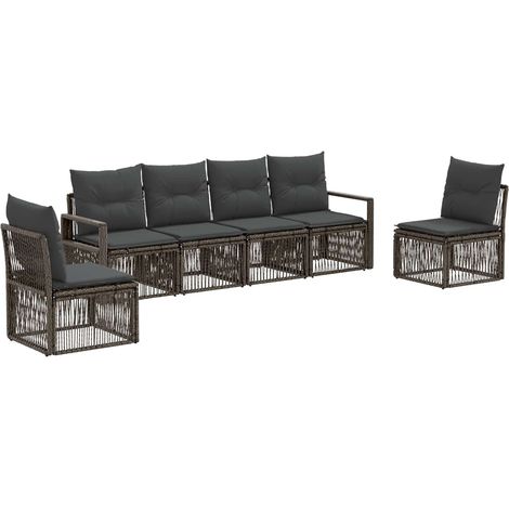 Gartensofa-set 6 pcs Grau Poly-Rattan vidaXL