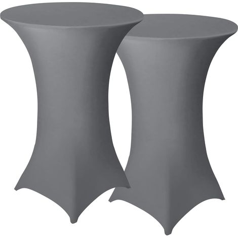 Lot de 2 Nappes pour Table Haute, Élasthanne Extensible, Poches Pieds Carrés, Gris Clair, Mariage Fête