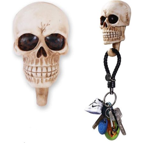Totenkopf-Wandhaken, Schlüsselhaken, dekorativer Wand-Schlüsselhalter, Hut-Organizer, Badezimmer-Aufhänger